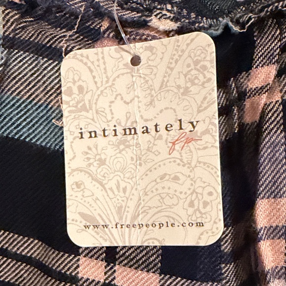 Free People Blue Plaid Ruffle Sleep Shorts - Picture 2 of 5